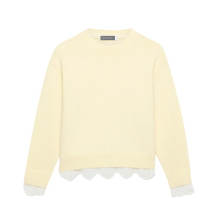 Mint Velvet Yellow Wool Blend Lace Hem Jumper